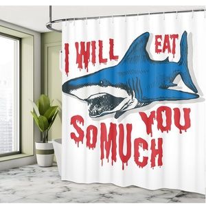 Ambesonne Shark Shower Curtain, Shark with Alluring Eat You 69" W x 70" L,